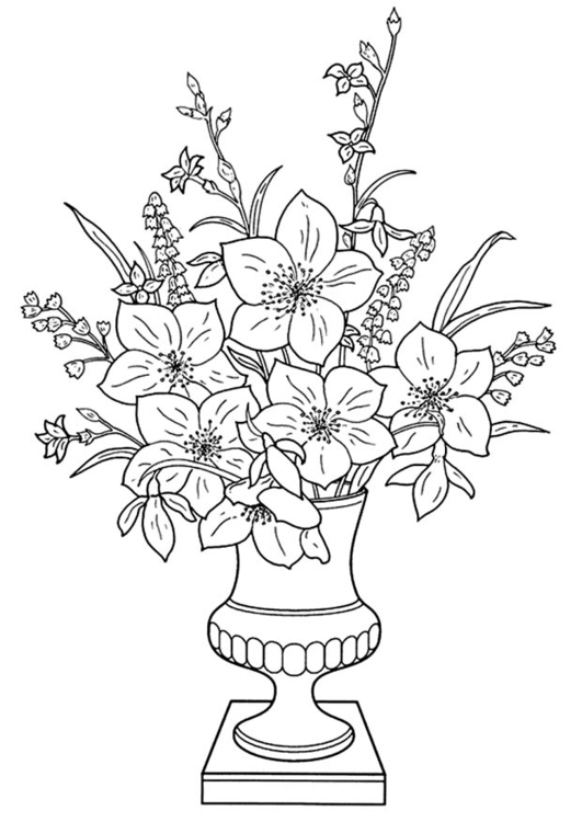 Página para colorir lÃ­rios em um vaso