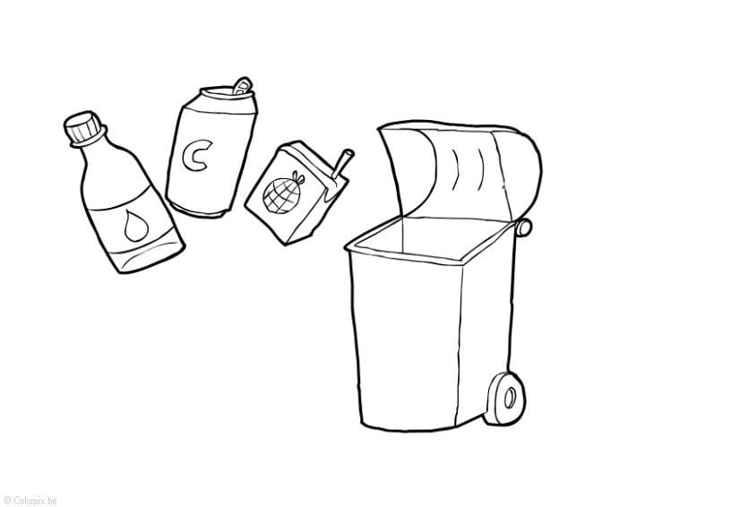 Página para colorir lixo reciclÃ¡vel - papel, plÃ¡stico e metal 