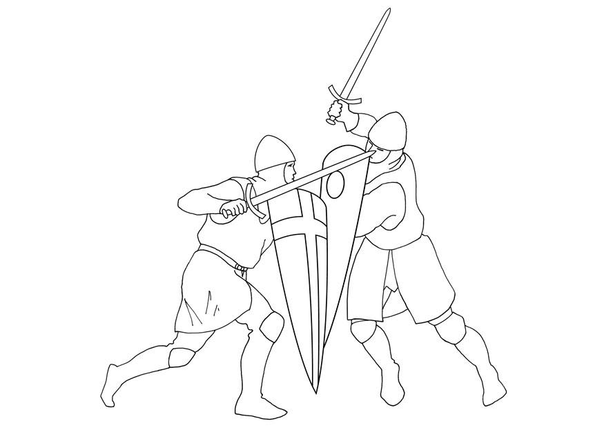Página para colorir luta de espadas 