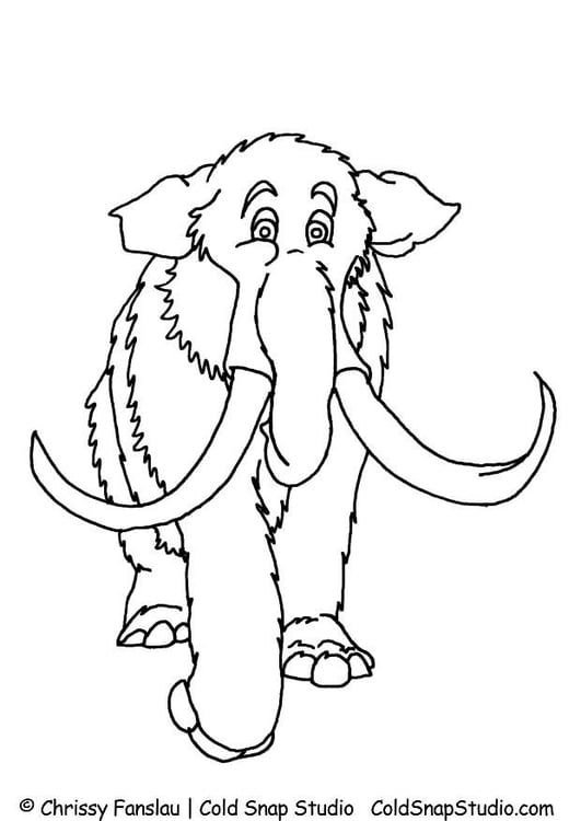 Página para colorir mamute  
