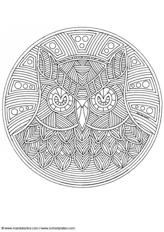 Página para colorir mandala de coruja 