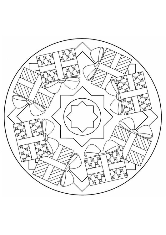 Página para colorir mandala de Natal