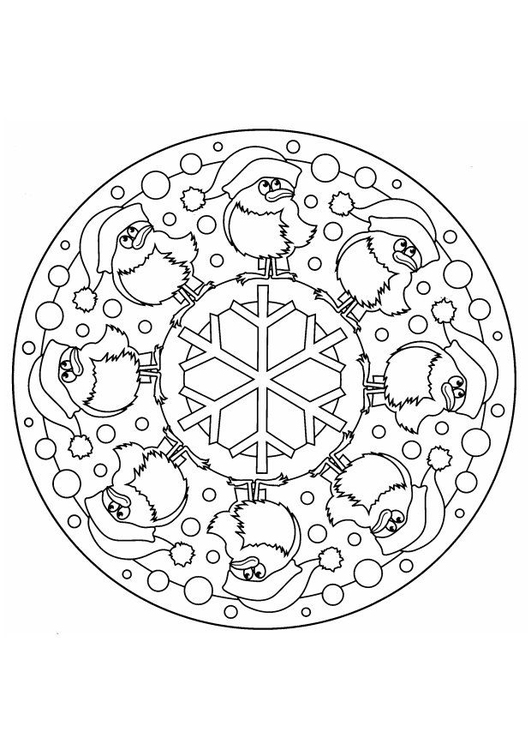 Página para colorir mandala de Natal