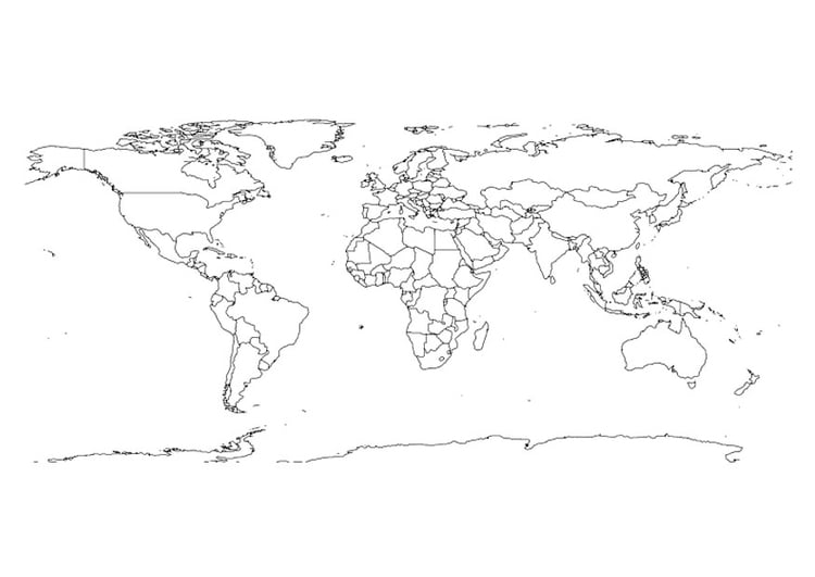 Página para colorir mapa mundial