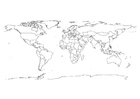 Página para colorir mapa mundial