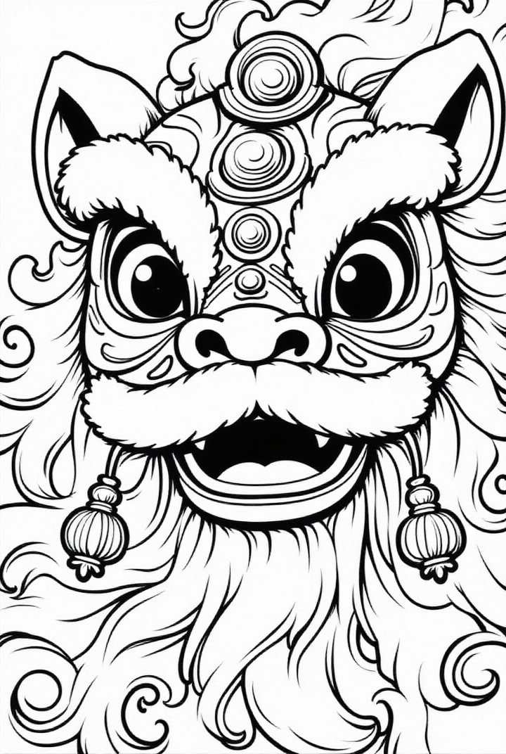Página para colorir mÃ¡scara de dragÃ£o tradicional chinesa