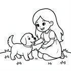 Menina brinca com cachorro