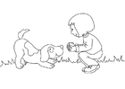 paginas-para-colorir menina com um cachorro