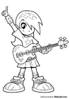 P�ginas para colorir menina com uma guitarra 