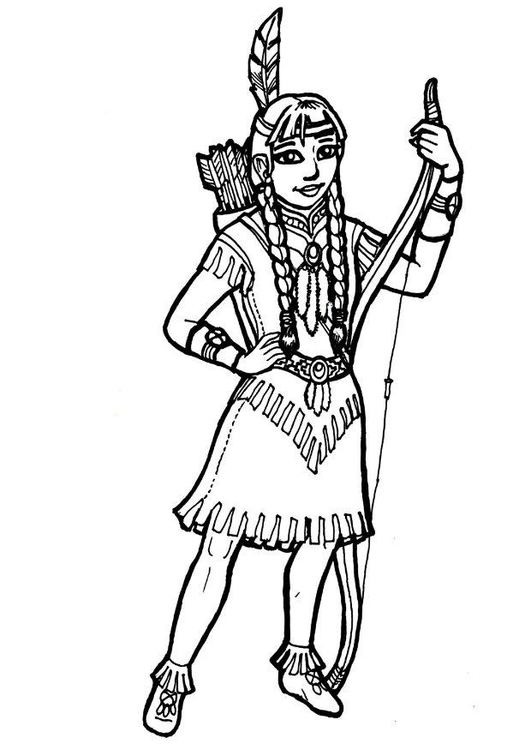 página para colorir menina indígena img 18261