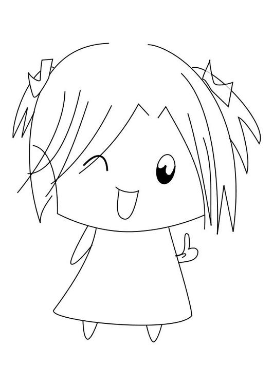 Desenhos para colorir de menina Manga Kawaii Kawaii - Desenhos para colorir  gratuitos para imprimir