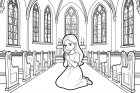 Menina reza na igreja