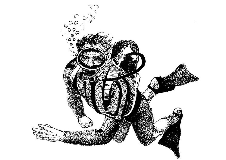 Página para colorir mergulhador