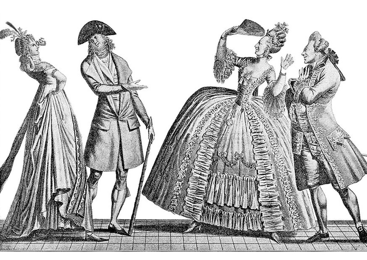 Página para colorir moda francesa sÃ©culo XVIII