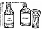 Página para colorir molho de soja - vinagre