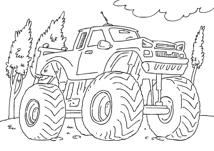 Página para colorir monster truck