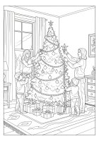 Montando a árvore de Natal com a família