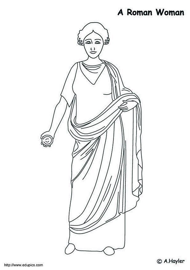Página para colorir mulher romana