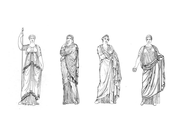 Página para colorir mulheres romanas 