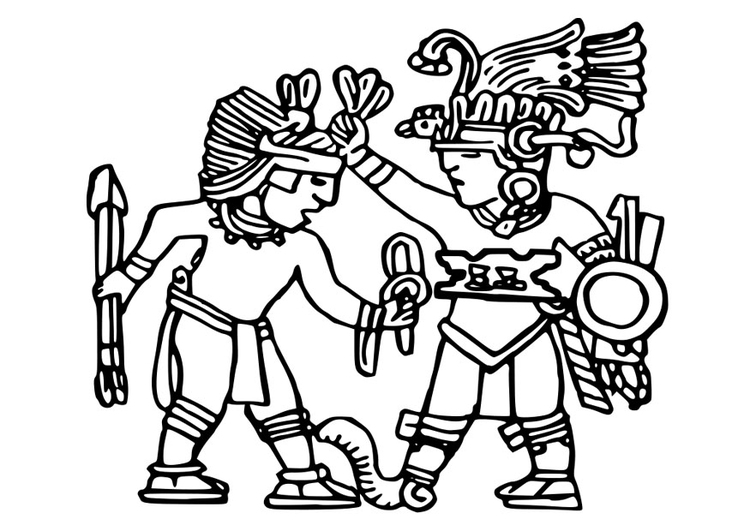 Página para colorir murais astecas 