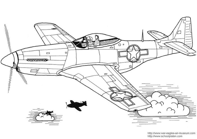 Página para colorir Mustang P-51
