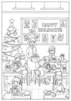 Página para colorir natal na escola