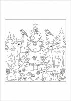 Página para colorir natal na floresta