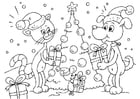 Página para colorir Natal para animais