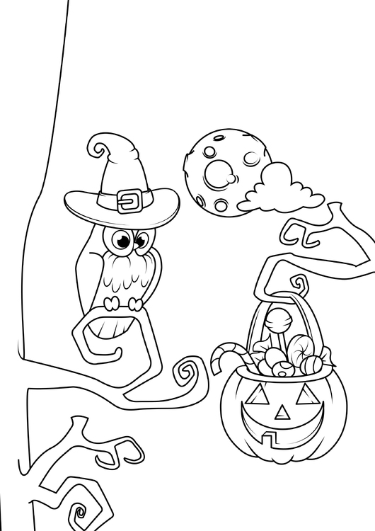 Página para colorir noite de Halloween