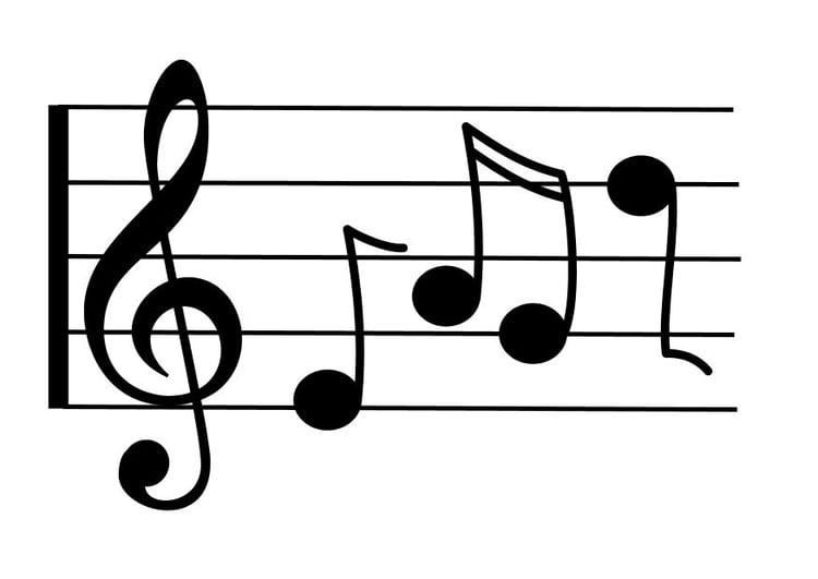 Página para colorir notas musicais