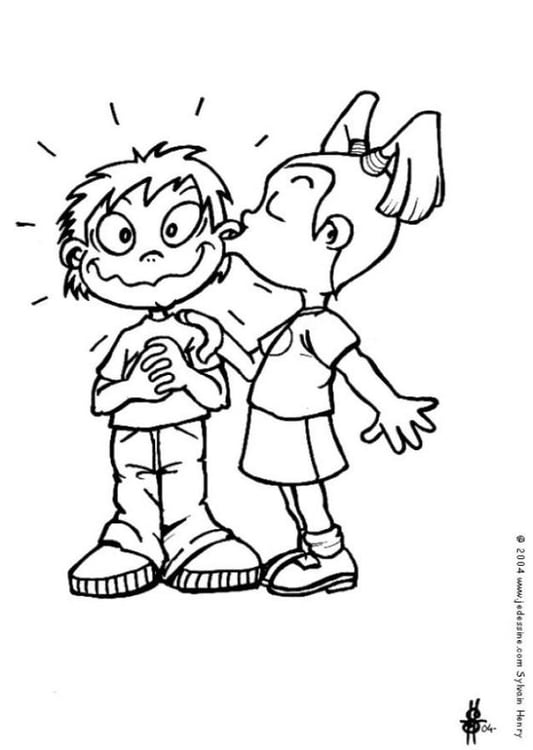 Página para colorir o beijo