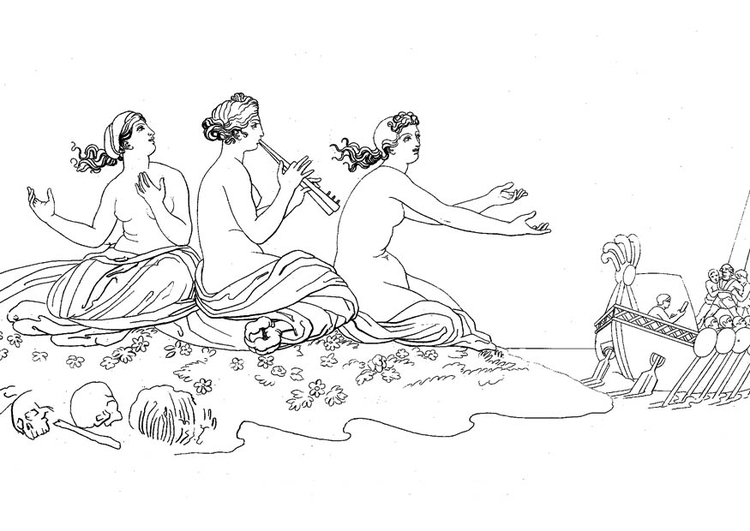 Página para colorir Odisseia - as sereias