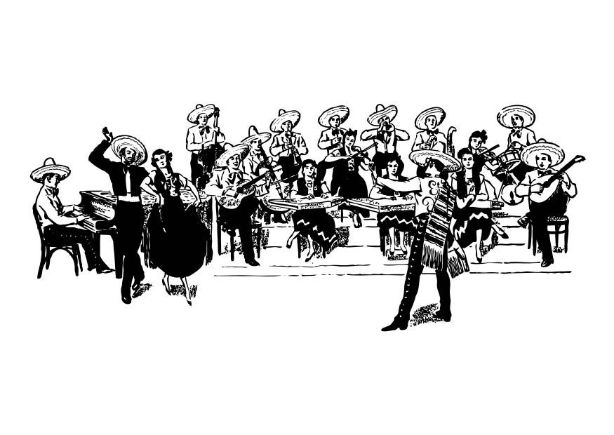 Página para colorir orquestra mexicana