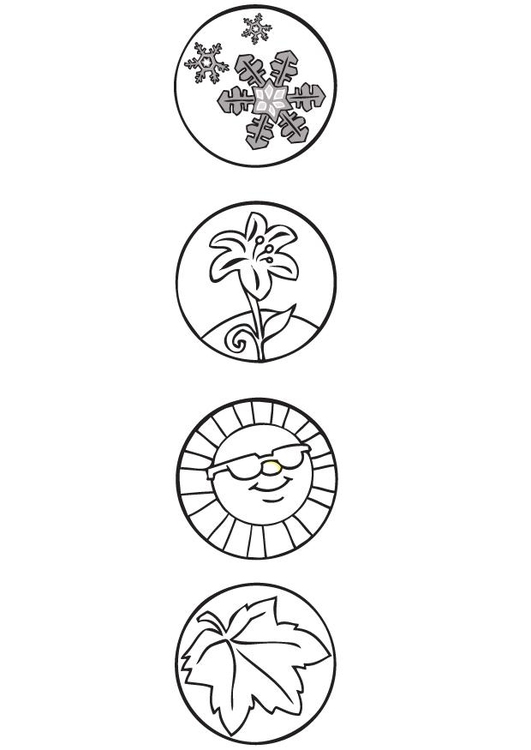 Página para colorir os sÃ­mbolos das 4 estaÃ§Ãµes