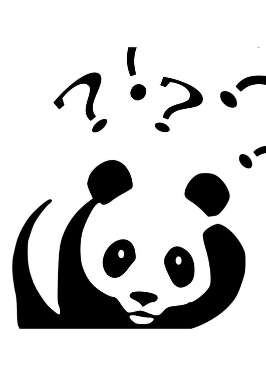 Página para colorir panda fazendo perguntas