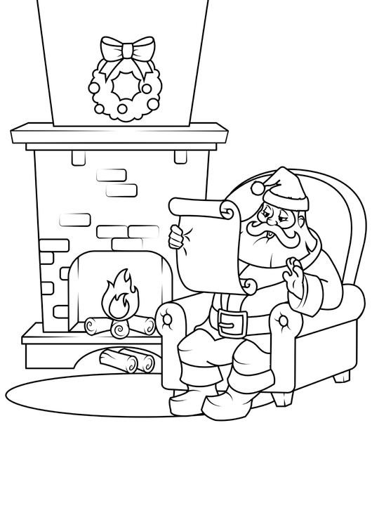 Página para colorir Papai Noel com moldura