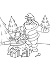 P�ginas para colorir papai noel com pacotes