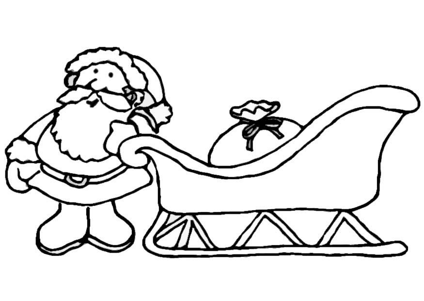 Página para colorir Papai Noel e trenÃ³