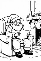 Papai Noel lê a carta de Natal.