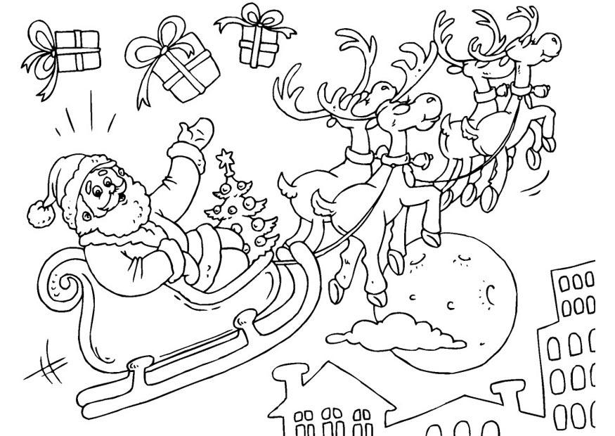 Página para colorir Papai Noel no trenÃ³ 