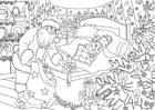 Página para colorir Papai Noel traz presentes