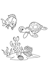 Página para colorir peixes e tartarugas aquÃ¡ticas