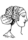 Página para colorir penteado grego 