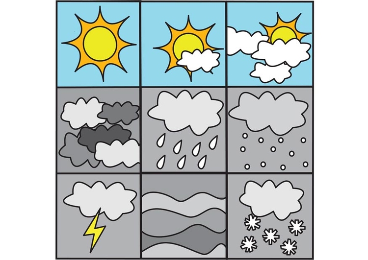 Página para colorir pictogramas clima 1