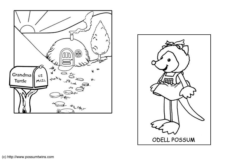 Página para colorir possum twins