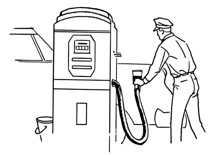 Página para colorir posto de gasolina