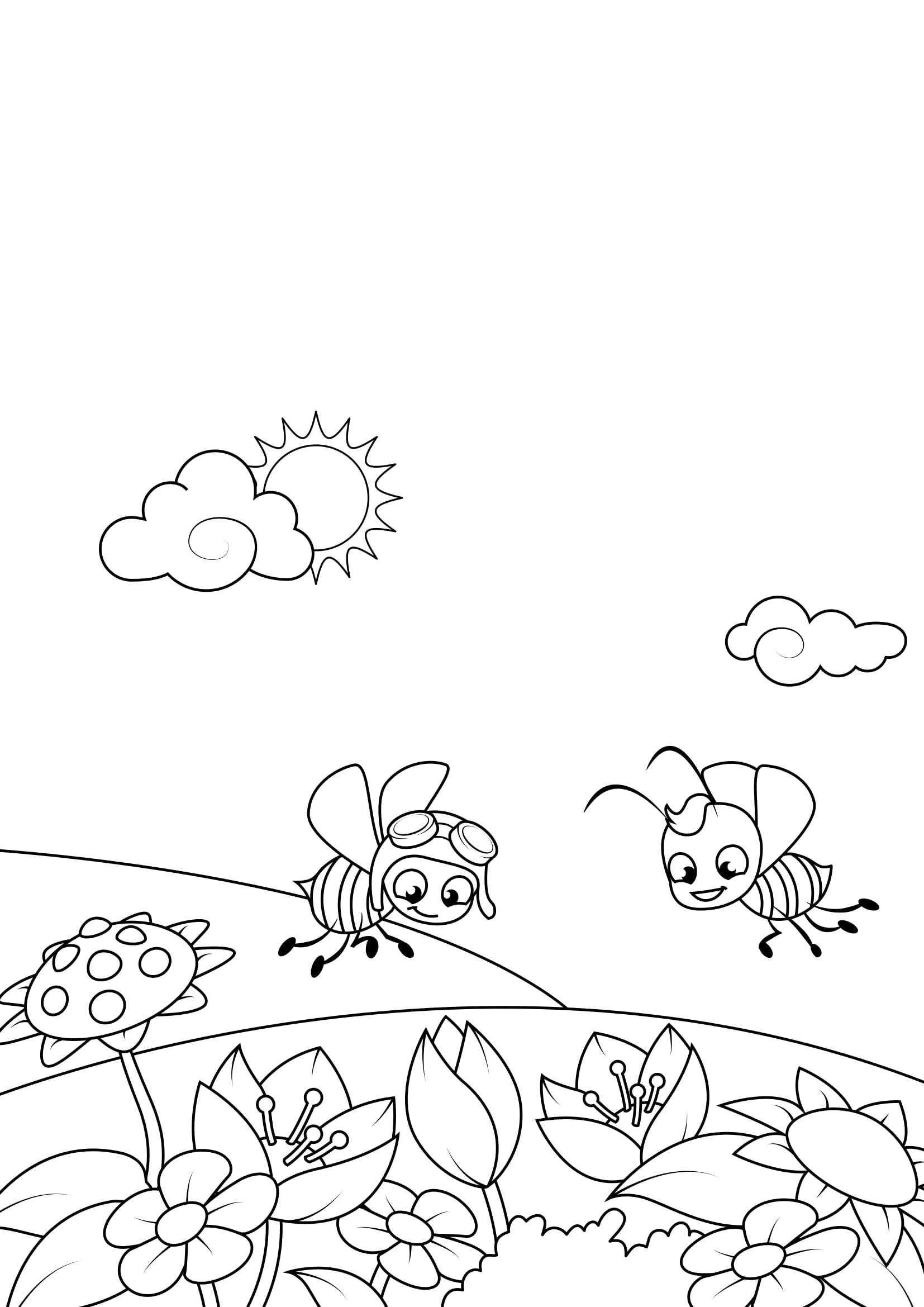Páginas para colorir abelhas para crianças