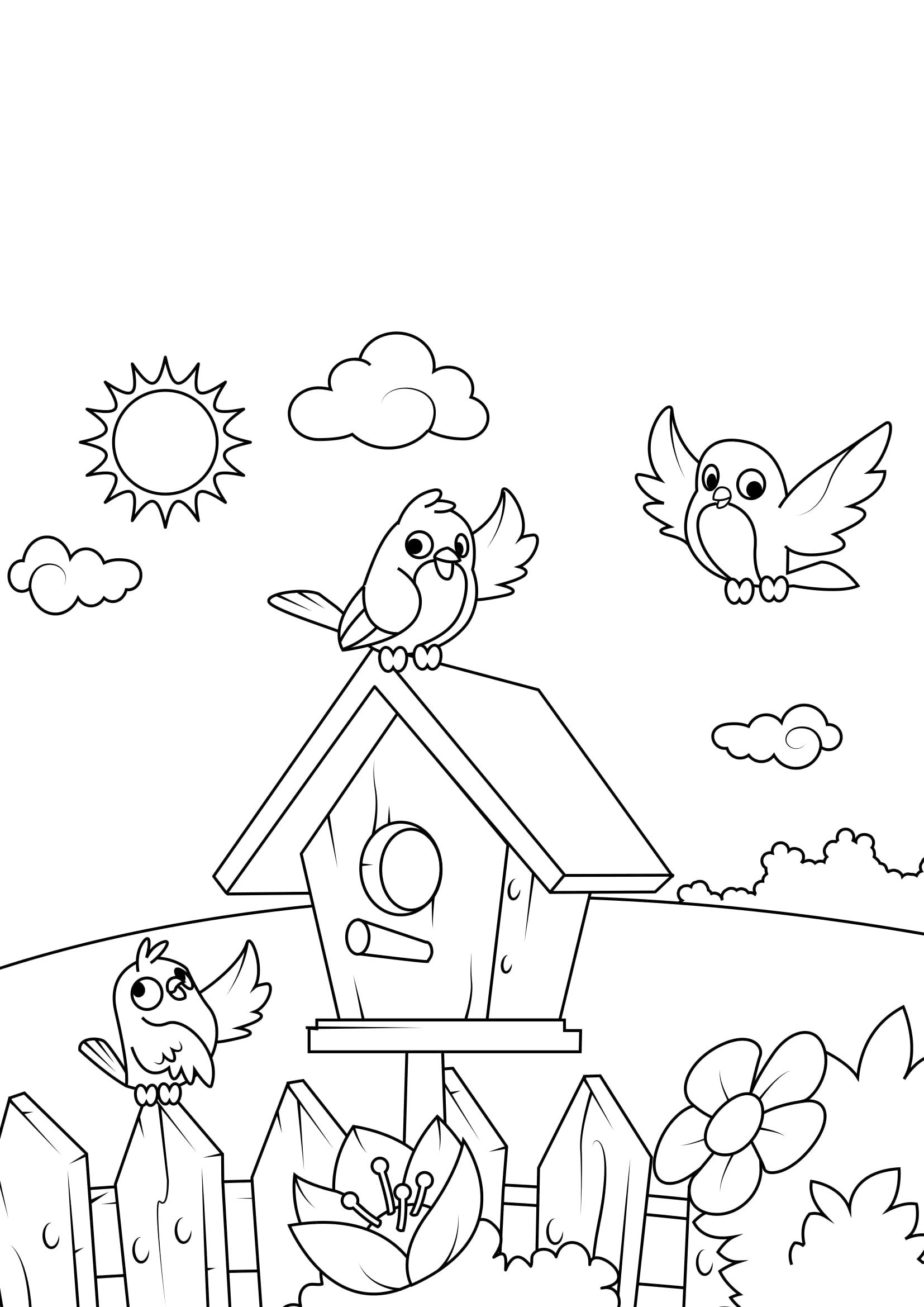 FREE! - Desenho para Colorir com Paisagem de Primavera