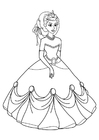 Página para colorir princesa com manto
