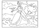P�ginas para colorir princesa com uma pomba 